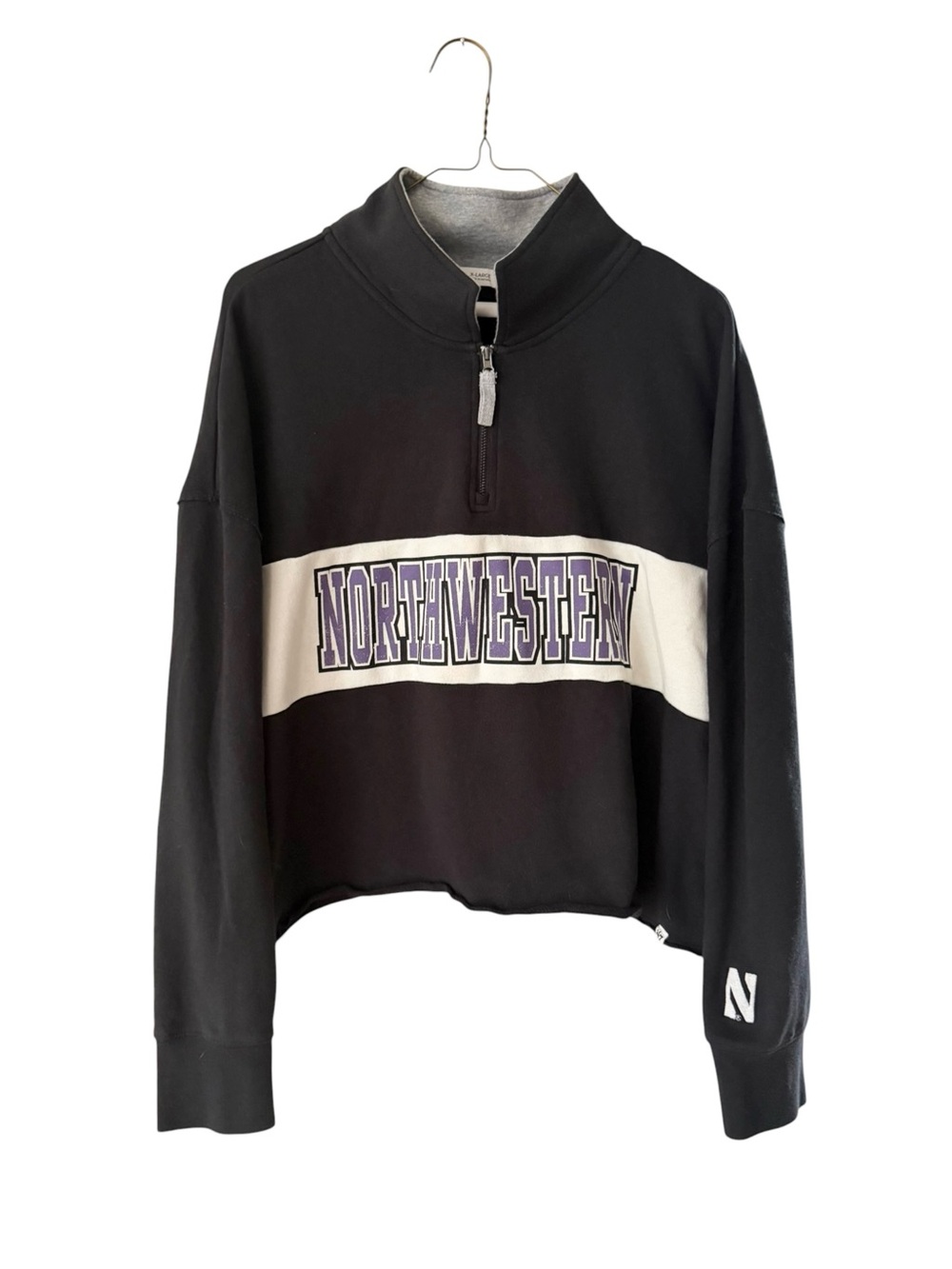 47 Brand Northwestern Black Pullover 1/4 Zip Sweatshirt Size XL Black Purple